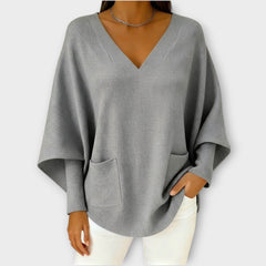 Soft Ribbed V-Neck Relaxed Knit Top