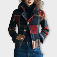 Chic Heritage Plaid Button Jacket
