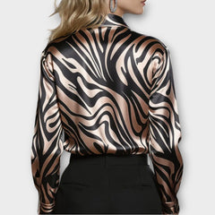 Luxe Satin Zebra Print Blouse