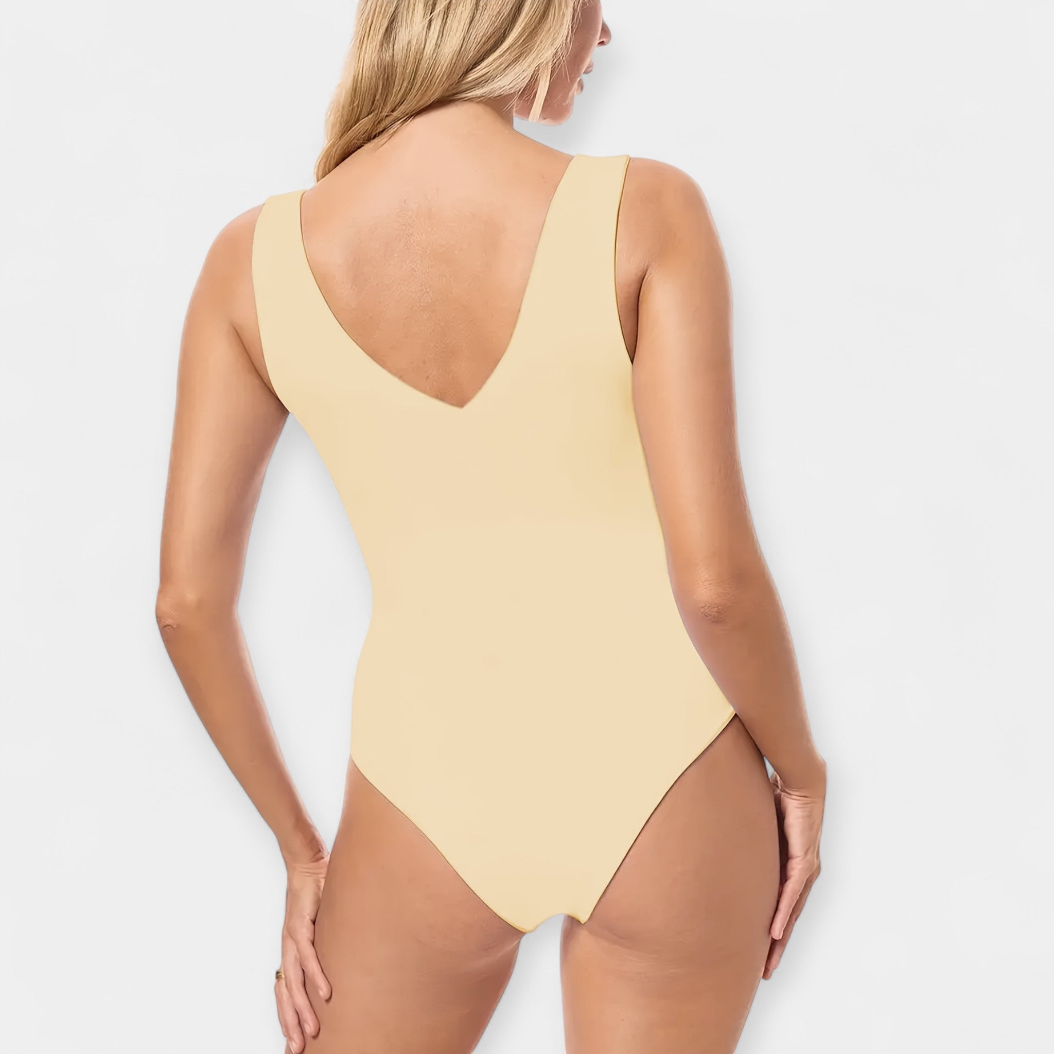 Sleeveless Bodysuit with V Neck Cut