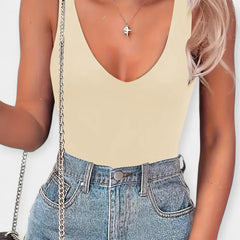 Sleeveless Bodysuit with V Neck Cut