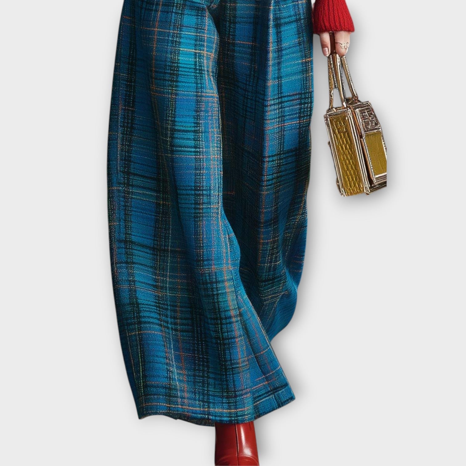 Plaid Wide-Leg Trousers