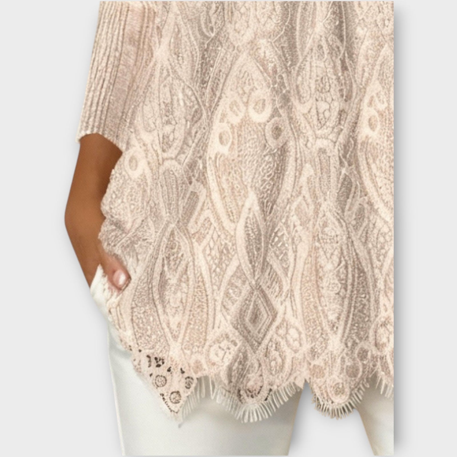 Elegant Lace Knit V-Neck Top