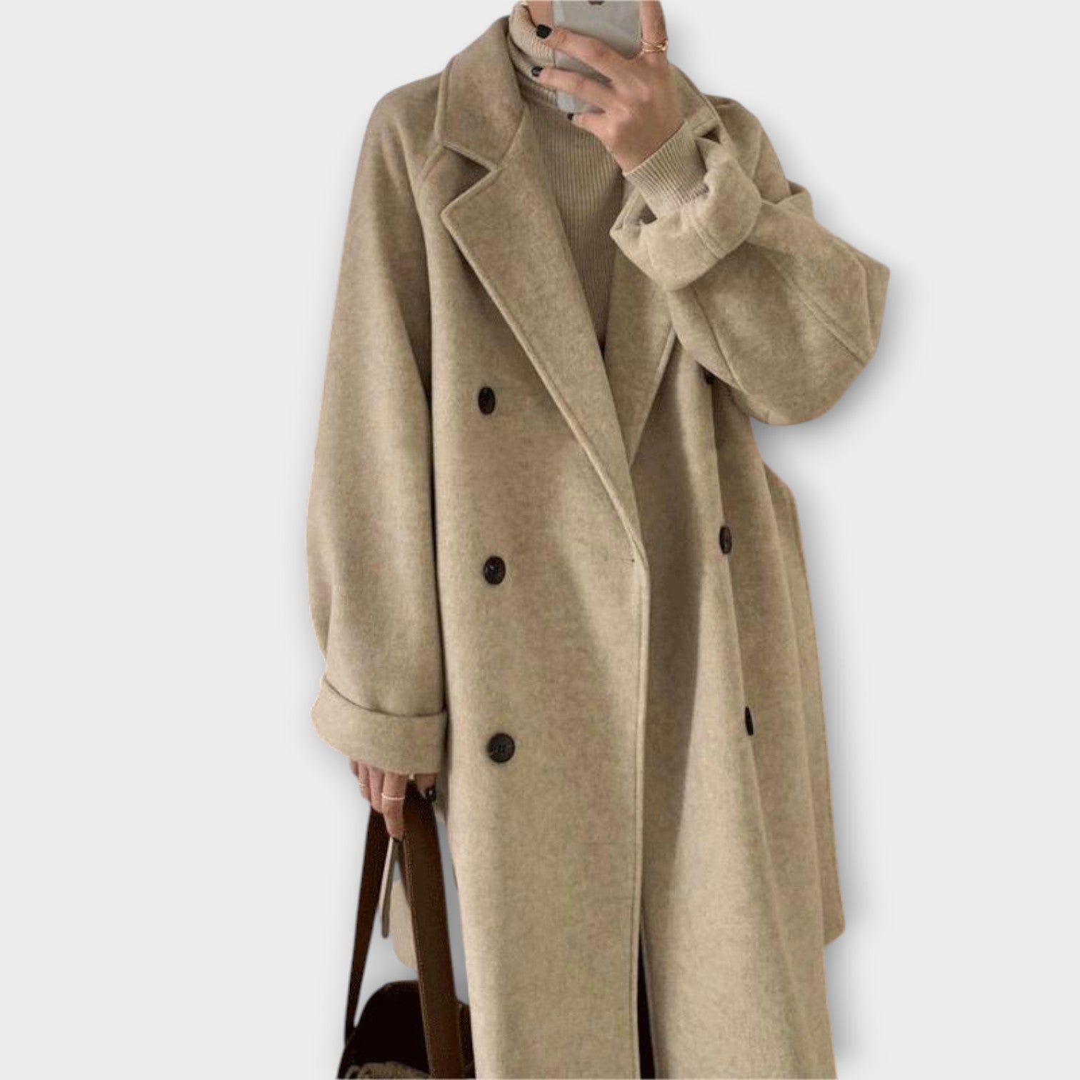 Elegant Longline Double-Breasted Coat