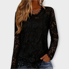 Elegant Floral Lace Long-Sleeve Top