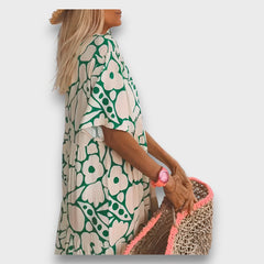 Long Dress with Floral Pattern and Buttons