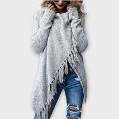 Cozy Fringe Wrap Knit Sweater
