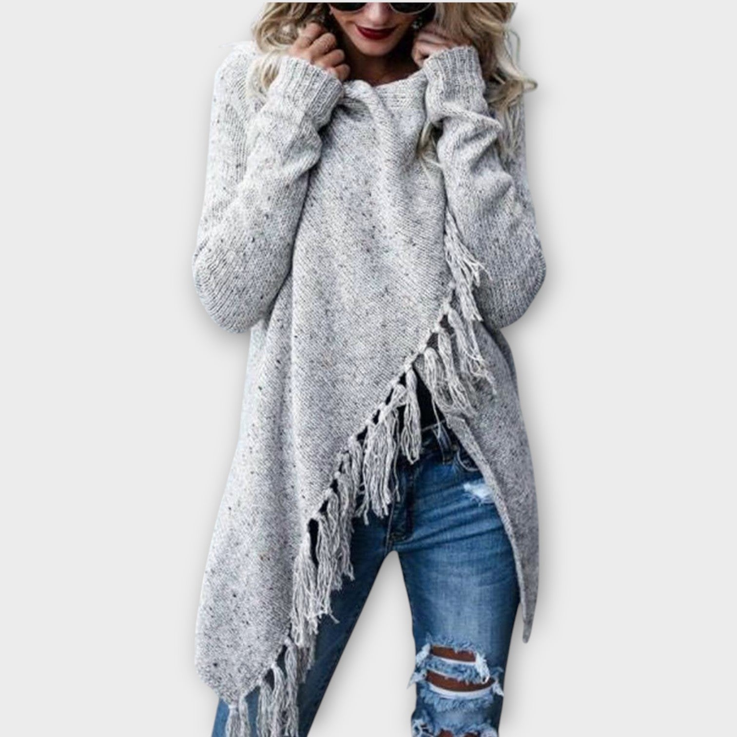 Cozy Fringe Wrap Knit Sweater