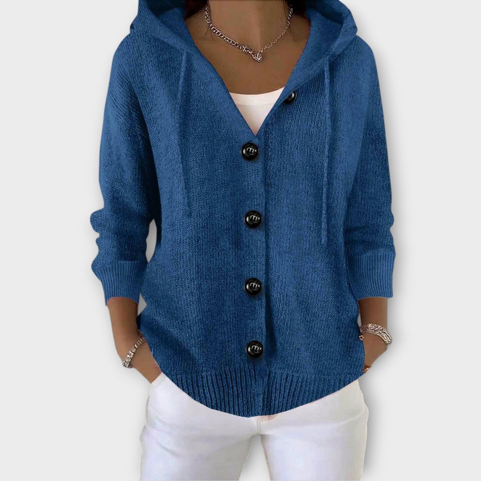 Cozy Button-Front Hooded Knit Cardigan