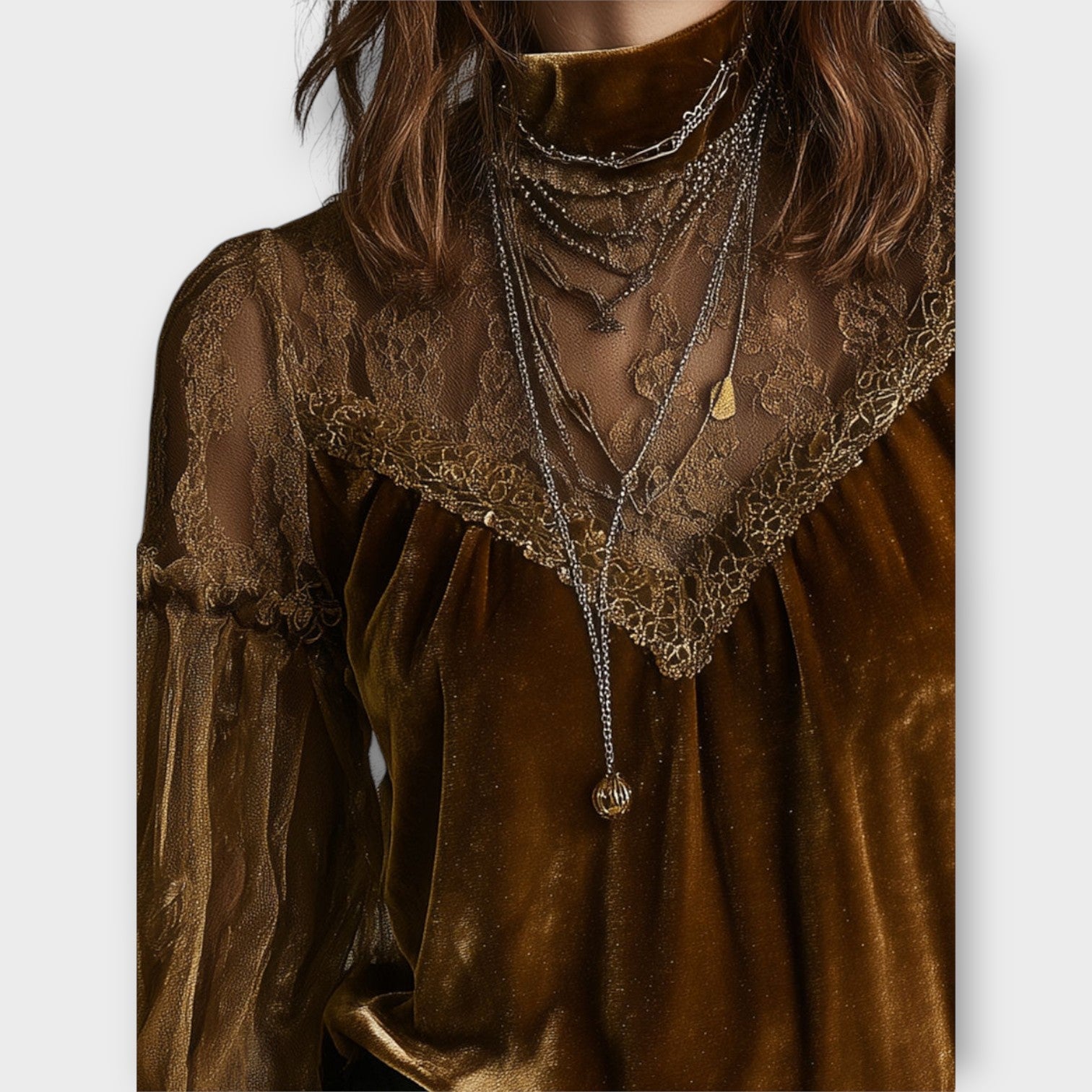 Luxe Lace Velvet Evening Blouse