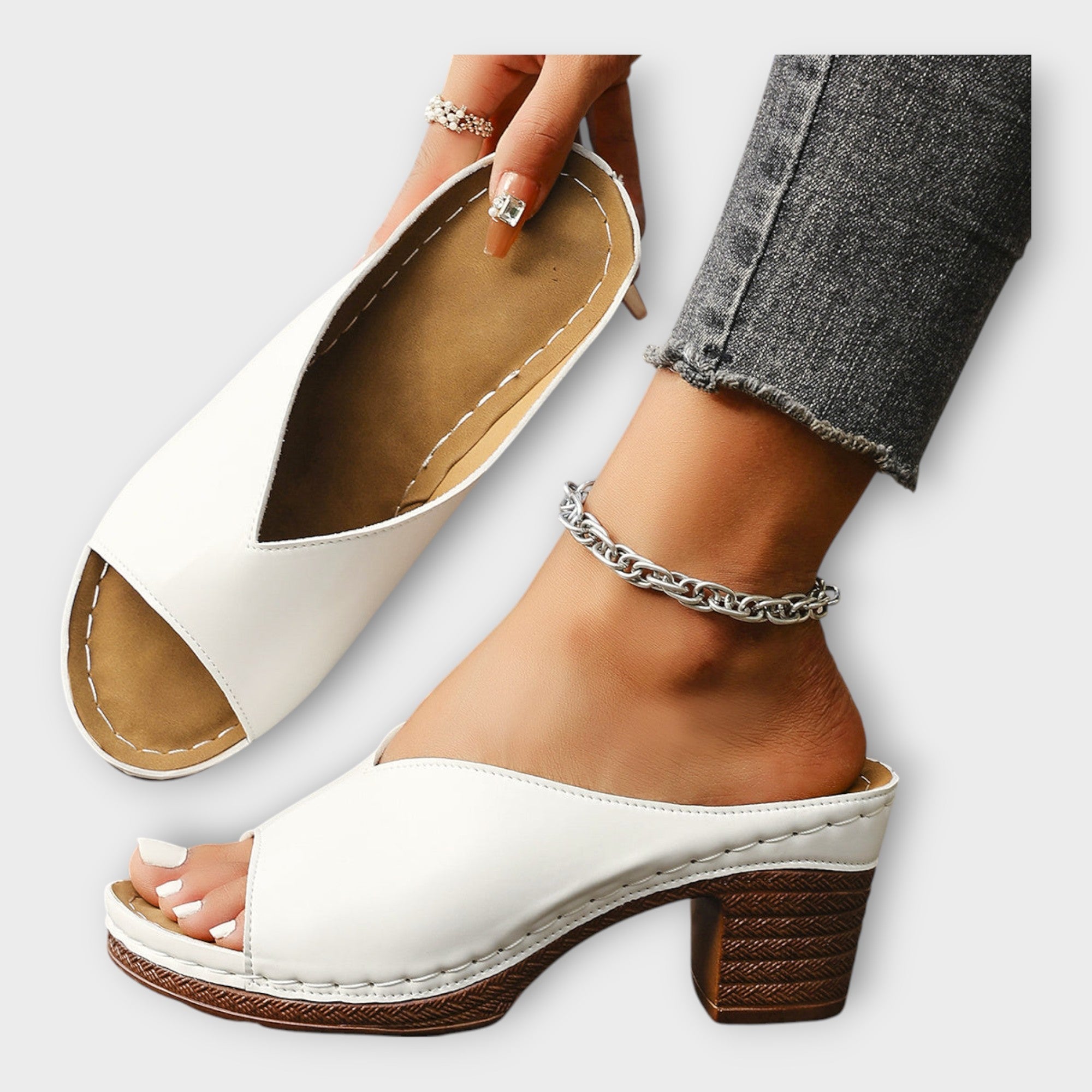 Heels with Thick Heel and Open Back