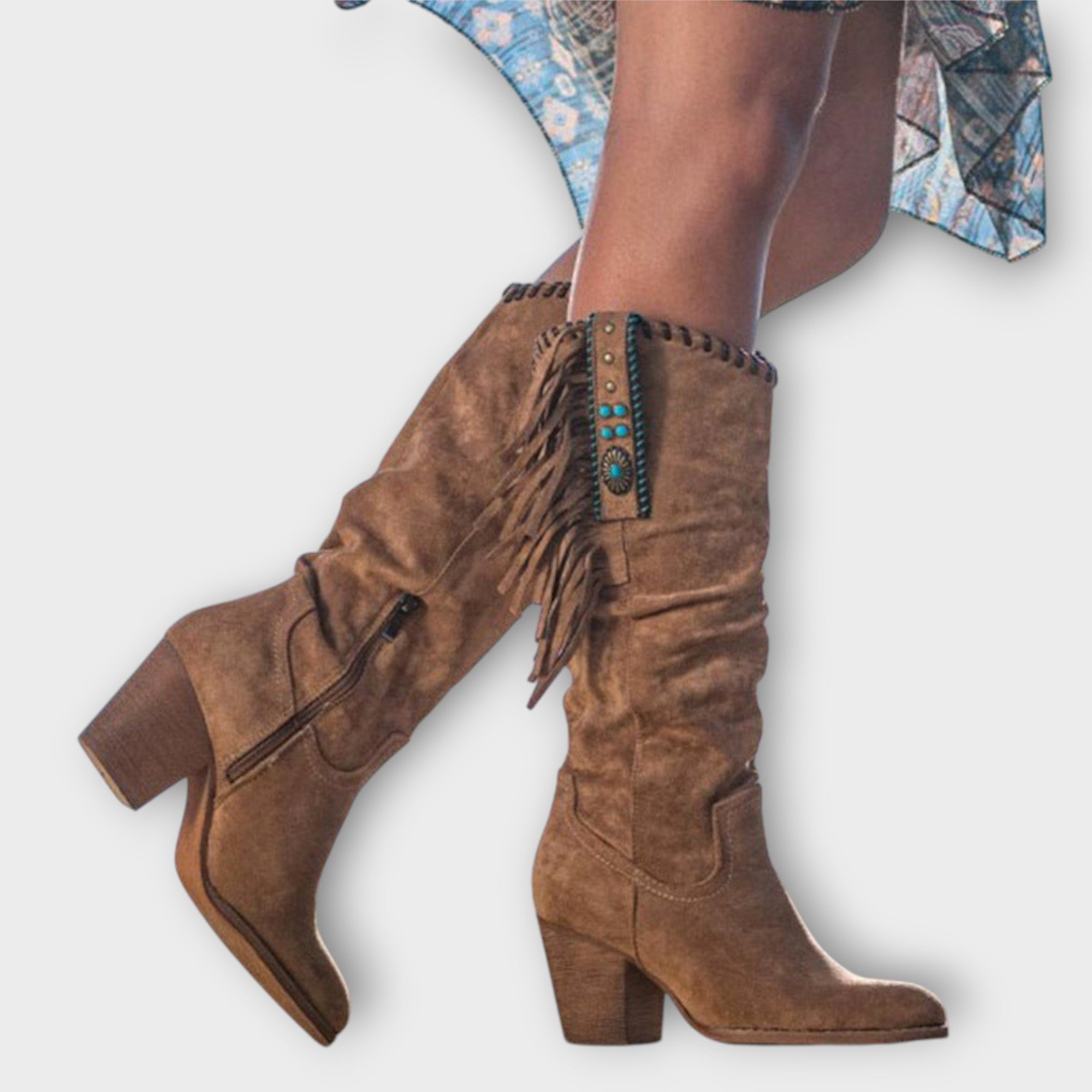 Western Fringe Knee-High Boots