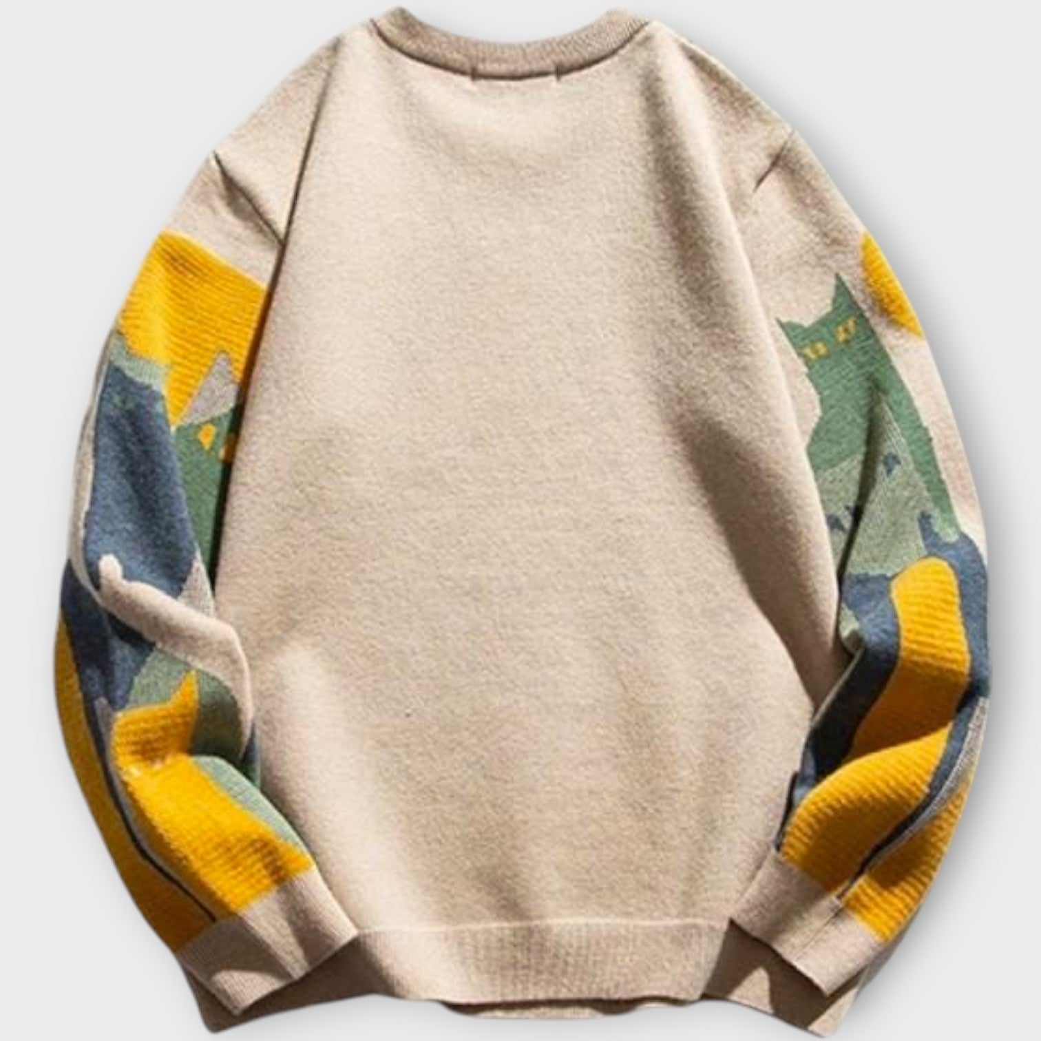 Playful Abstract Cat Knit Sweater