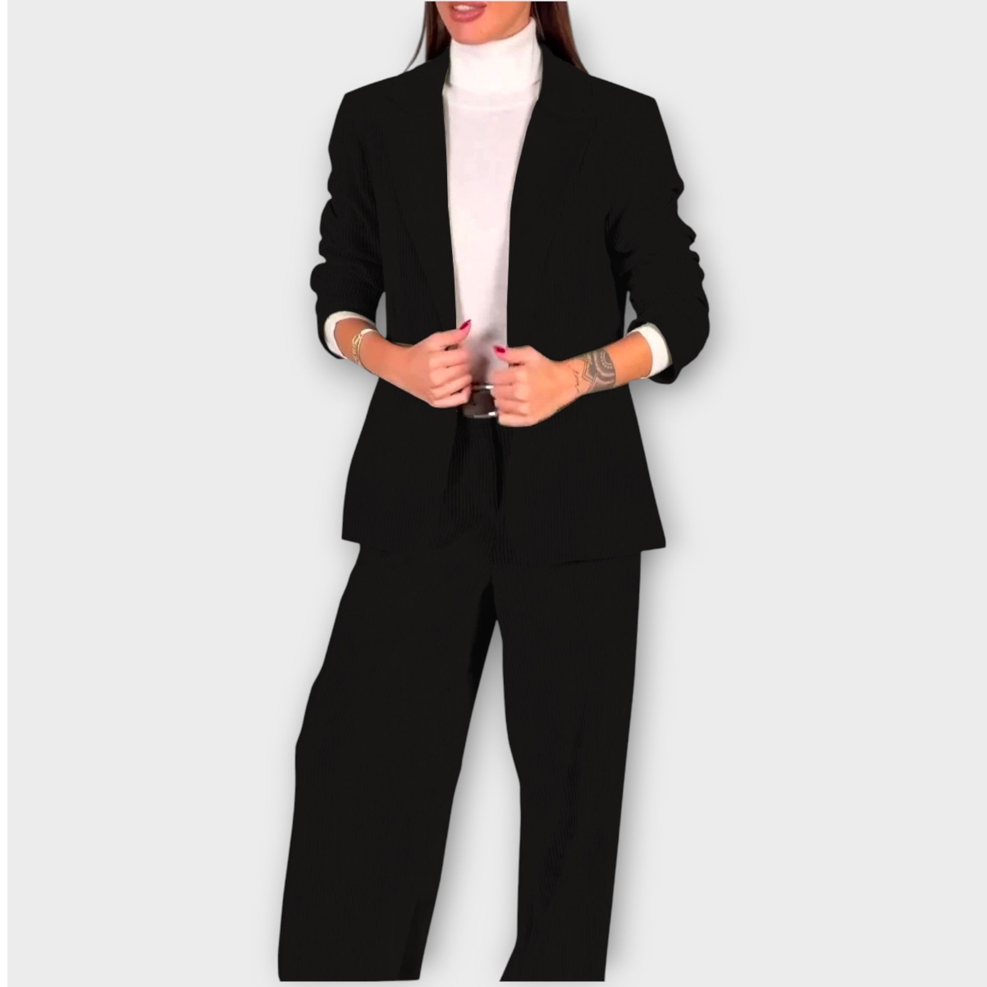 Tailored Ribbed Blazer Set