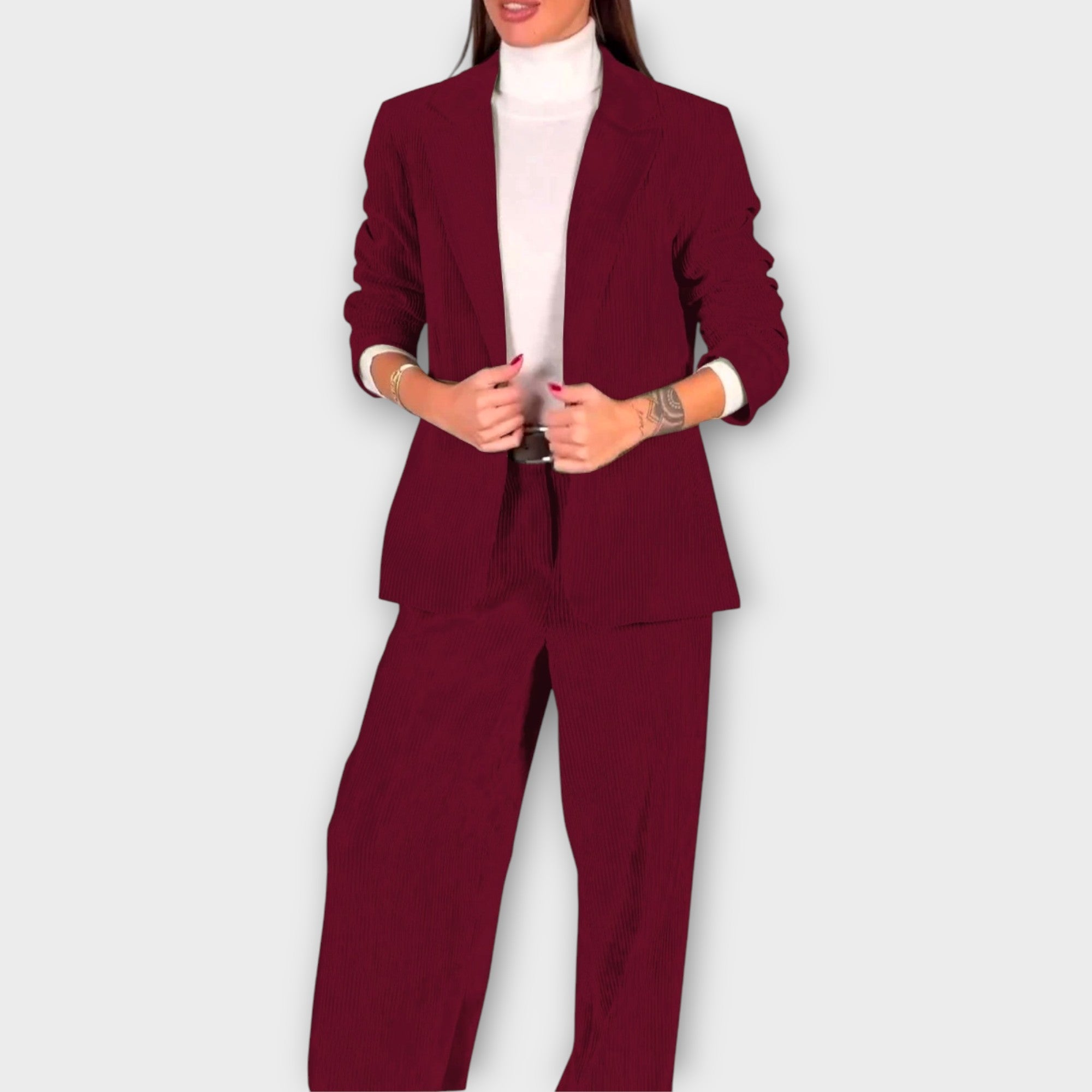 Tailored Ribbed Blazer Set