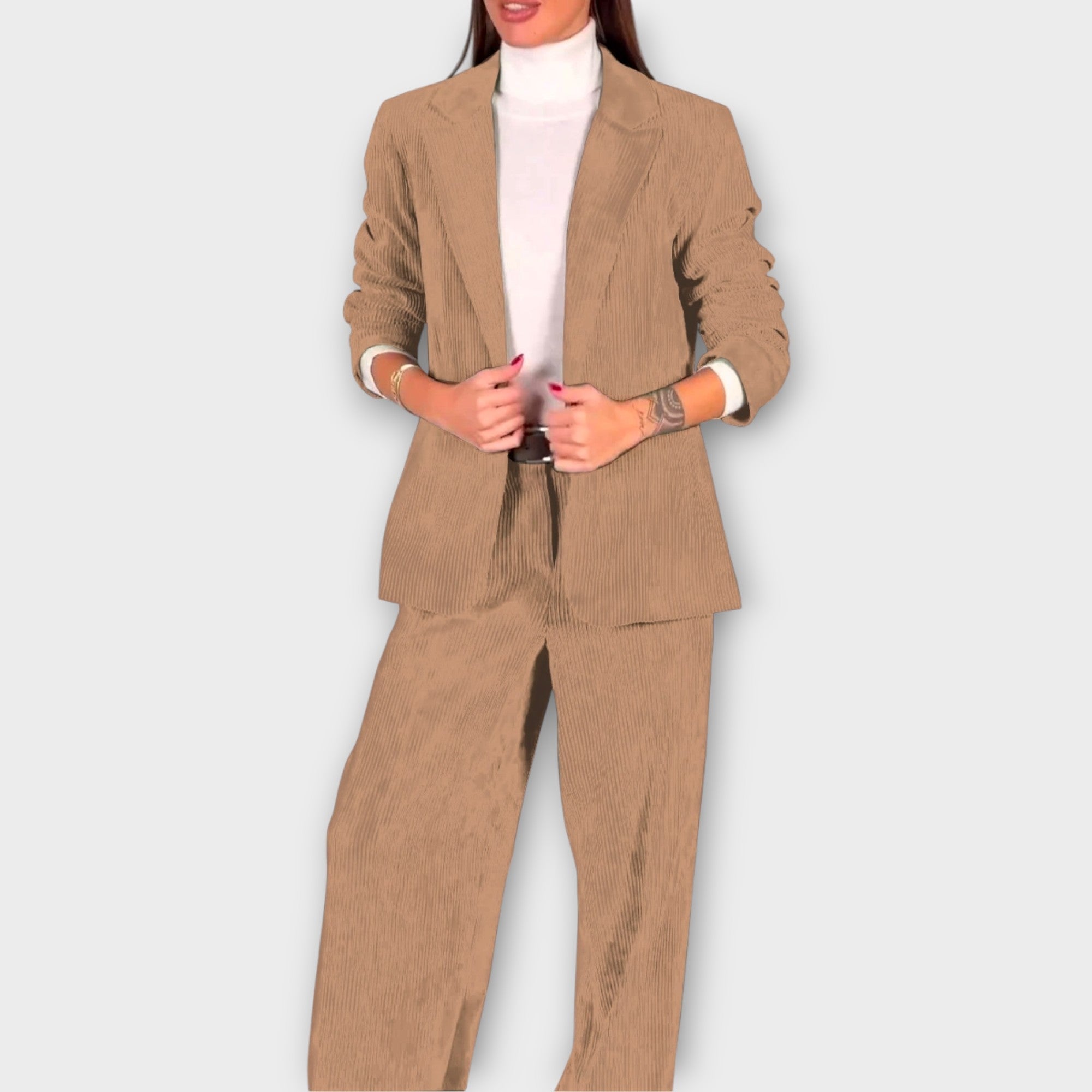 Tailored Ribbed Blazer Set