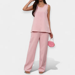 Comfortable Set with Sleeveless Top and Wide Trousers