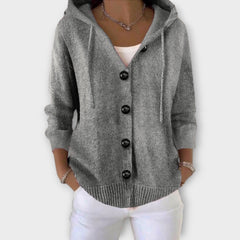 Cozy Button-Front Hooded Knit Cardigan