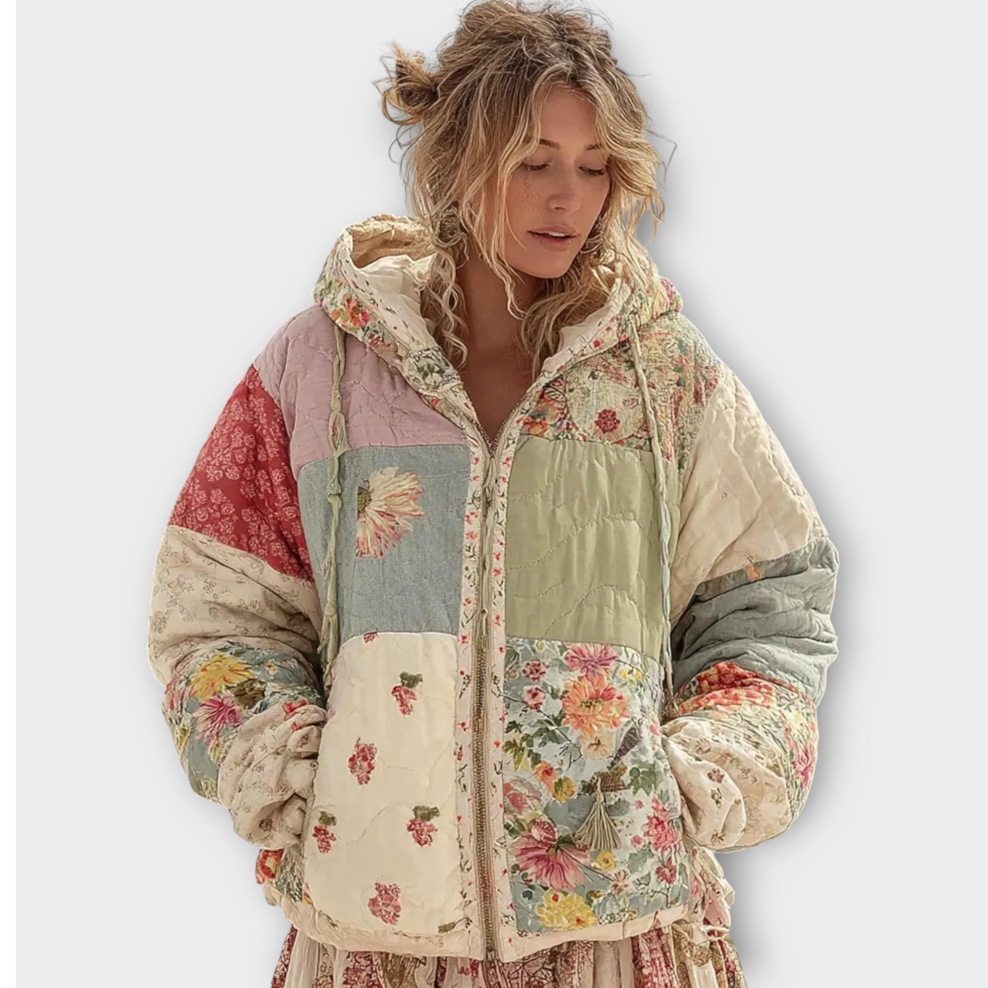 Vintage Patchwork Quilted Hooded Jacket