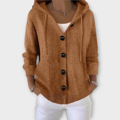 Cozy Button-Front Hooded Knit Cardigan