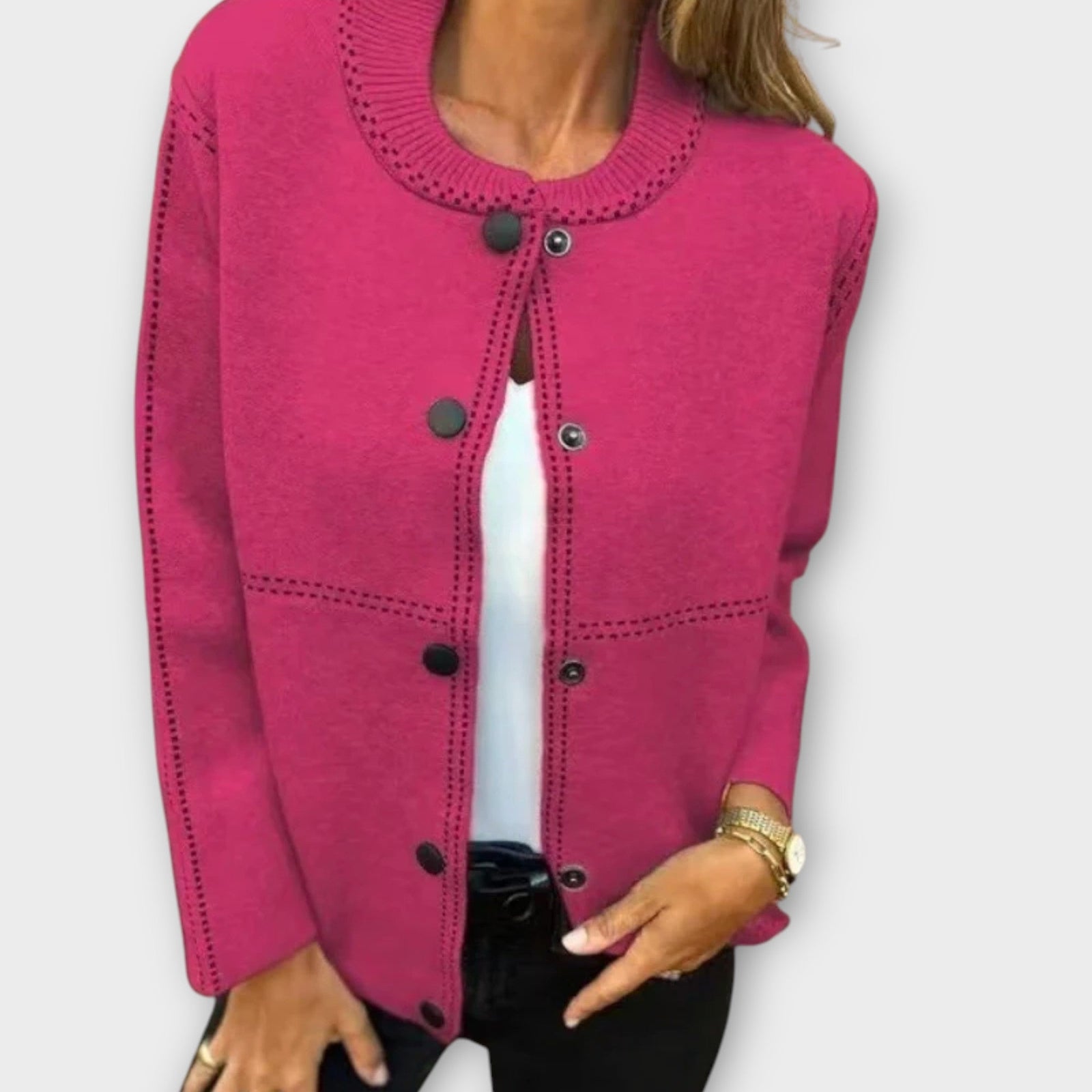 Classic Button-Front Cardigan with Effortless Charm