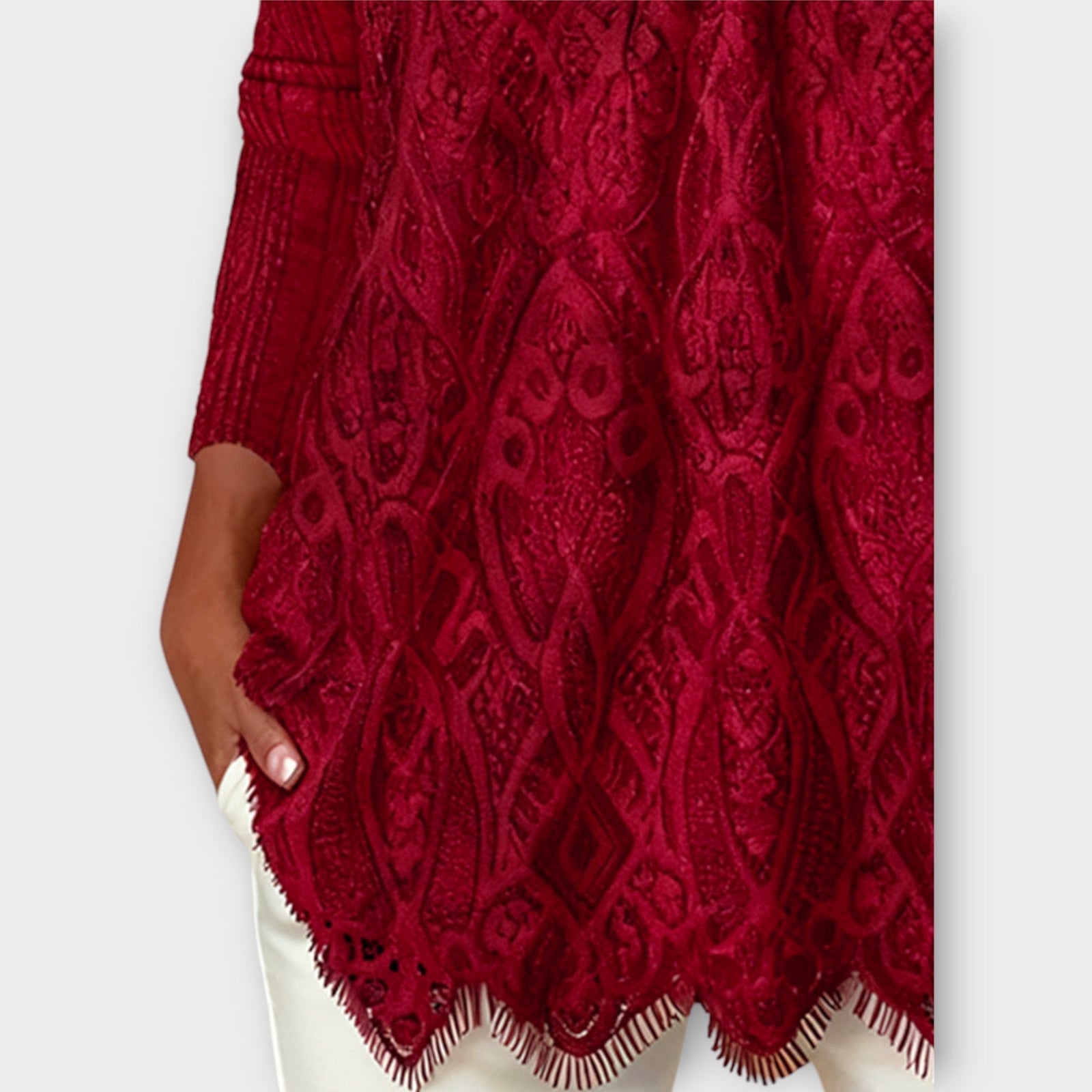 Elegant Lace Knit V-Neck Top