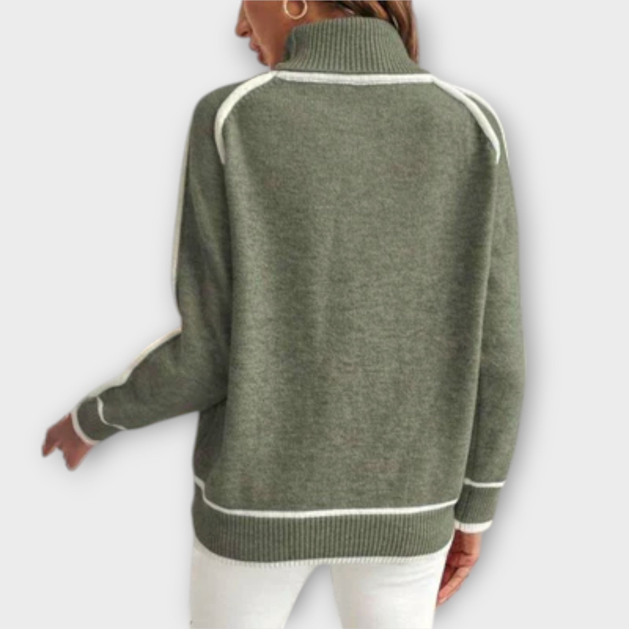 Christine - Luxurious Olive-Coloured Knitted Sweater