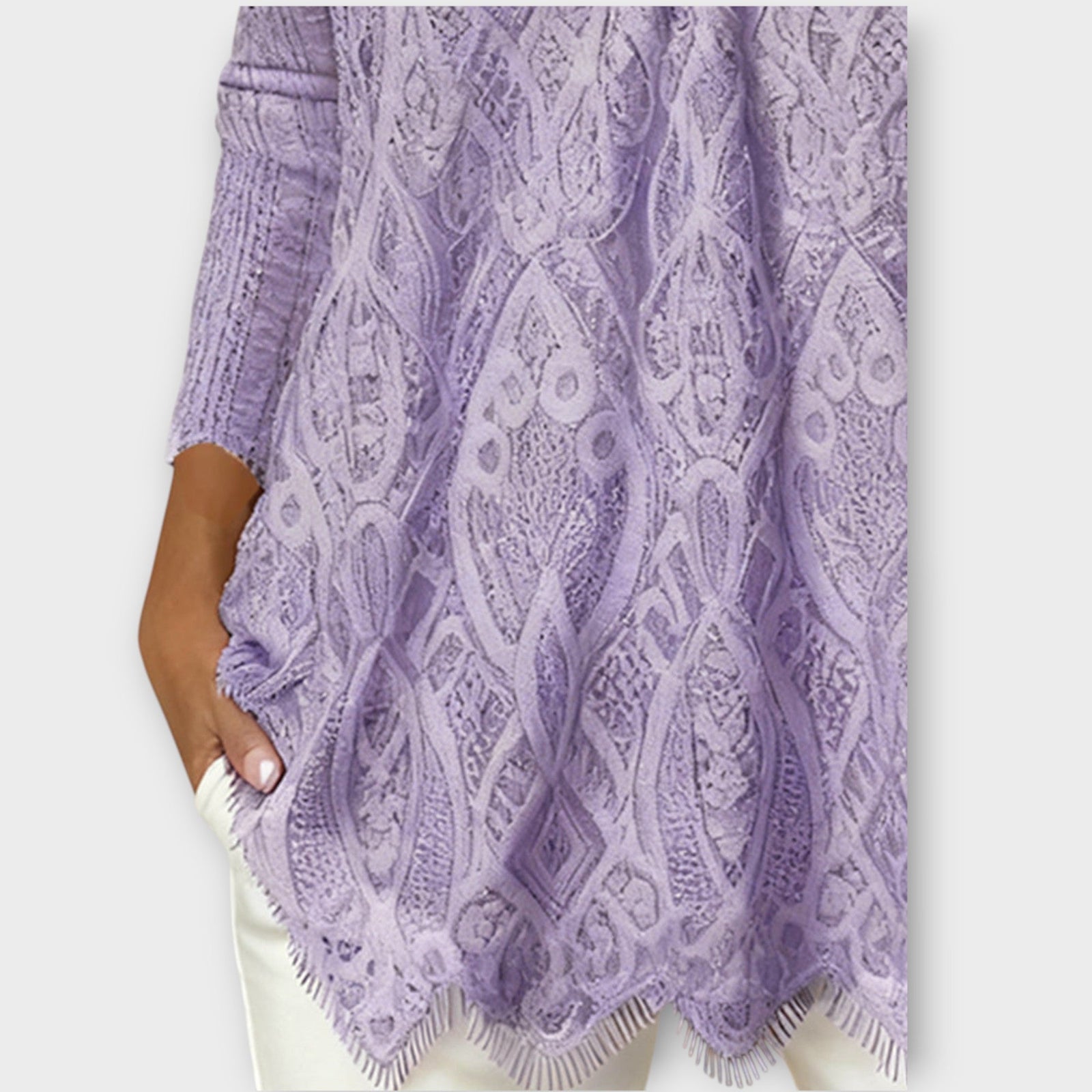 Elegant Lace Knit V-Neck Top