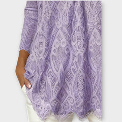 Elegant Lace Knit V-Neck Top