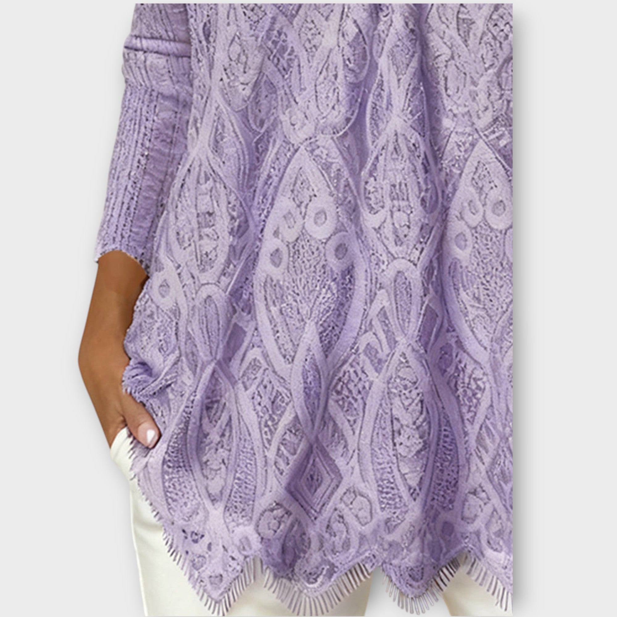 Elegant Lace Knit V-Neck Top