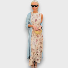 Long Floral Dress with Airy Jacket
