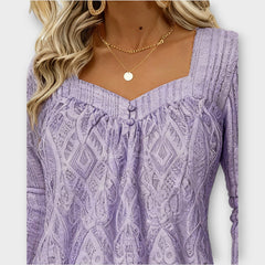 Elegant Lace Knit V-Neck Top