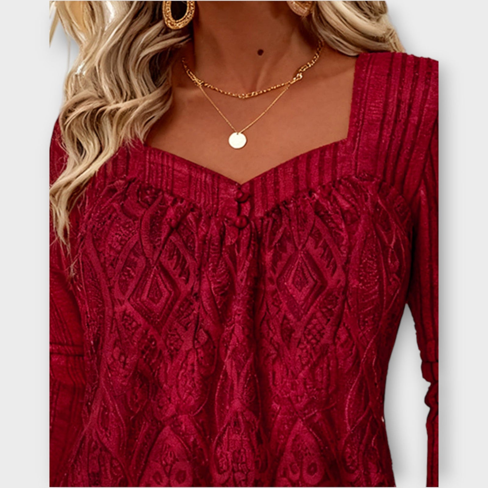 Elegant Lace Knit V-Neck Top