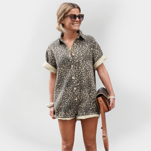 All-in-One Jumpsuit with Leopard Print