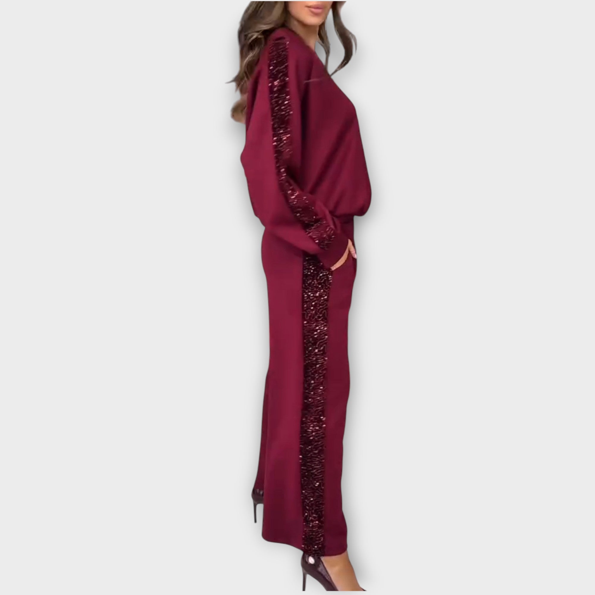 Luxe Sequin Trim Lounge Set