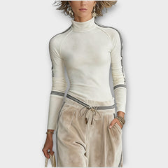 Contrast-Trim Knit Top & Velour Lounge Pants Set