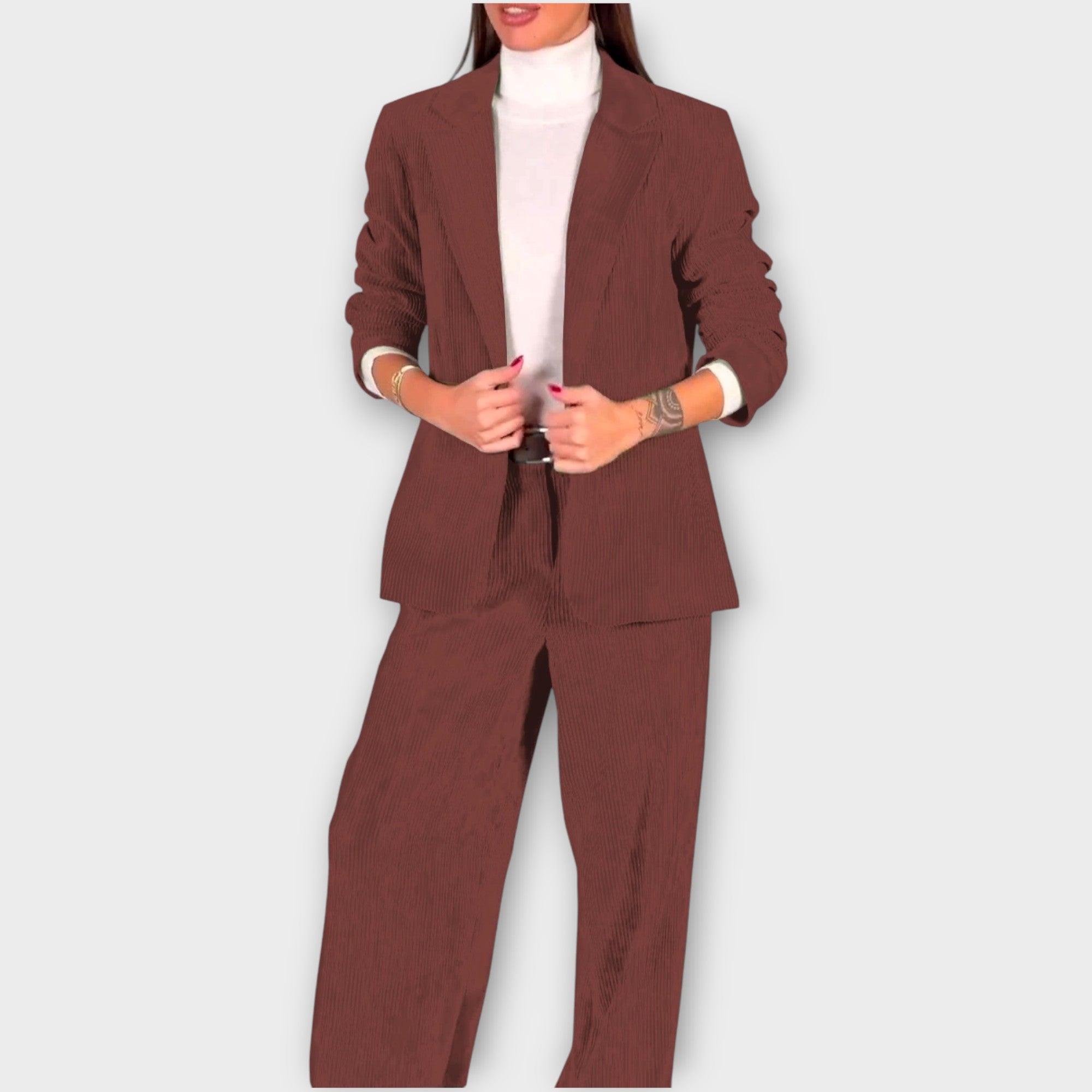 Tailored Ribbed Blazer Set