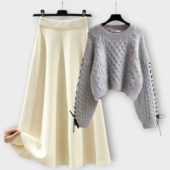 Cable Knit Sweater & Midi Skirt Set