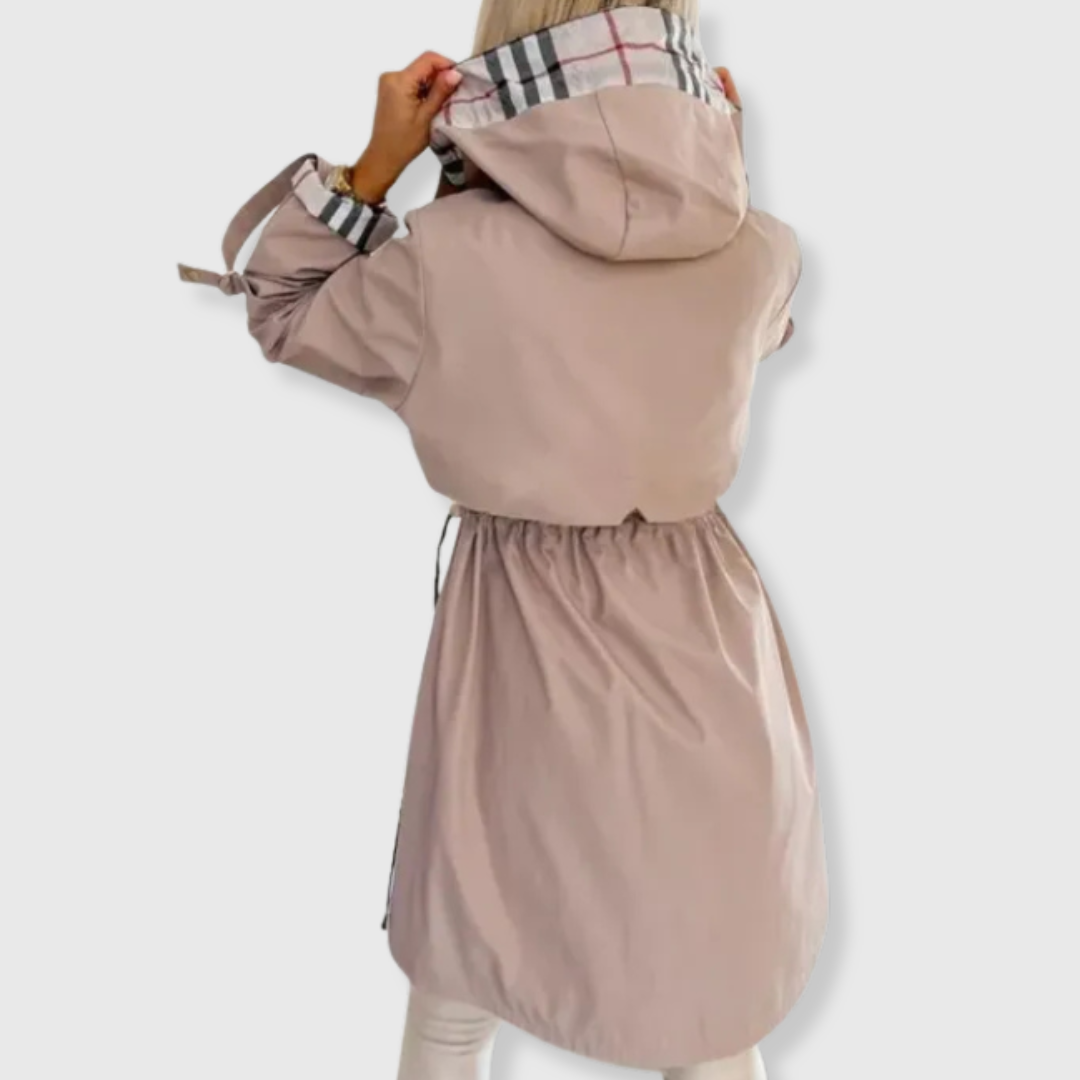 Elegant Hooded Mid-Length Trench Coat