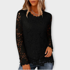 Elegant Floral Lace Long-Sleeve Top
