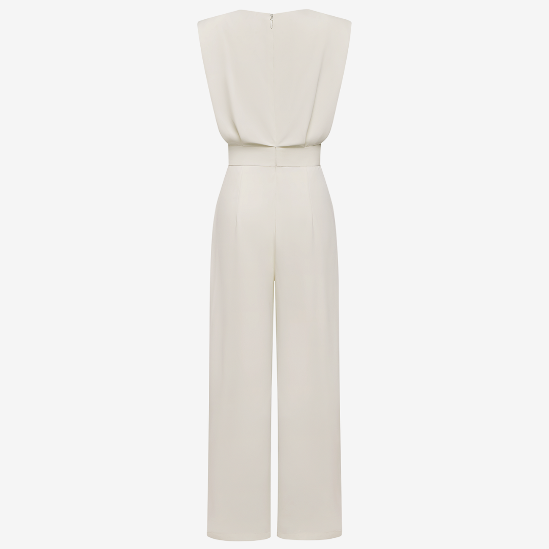 Tailored Sleeveless Jumpsuit with Pleated Detail