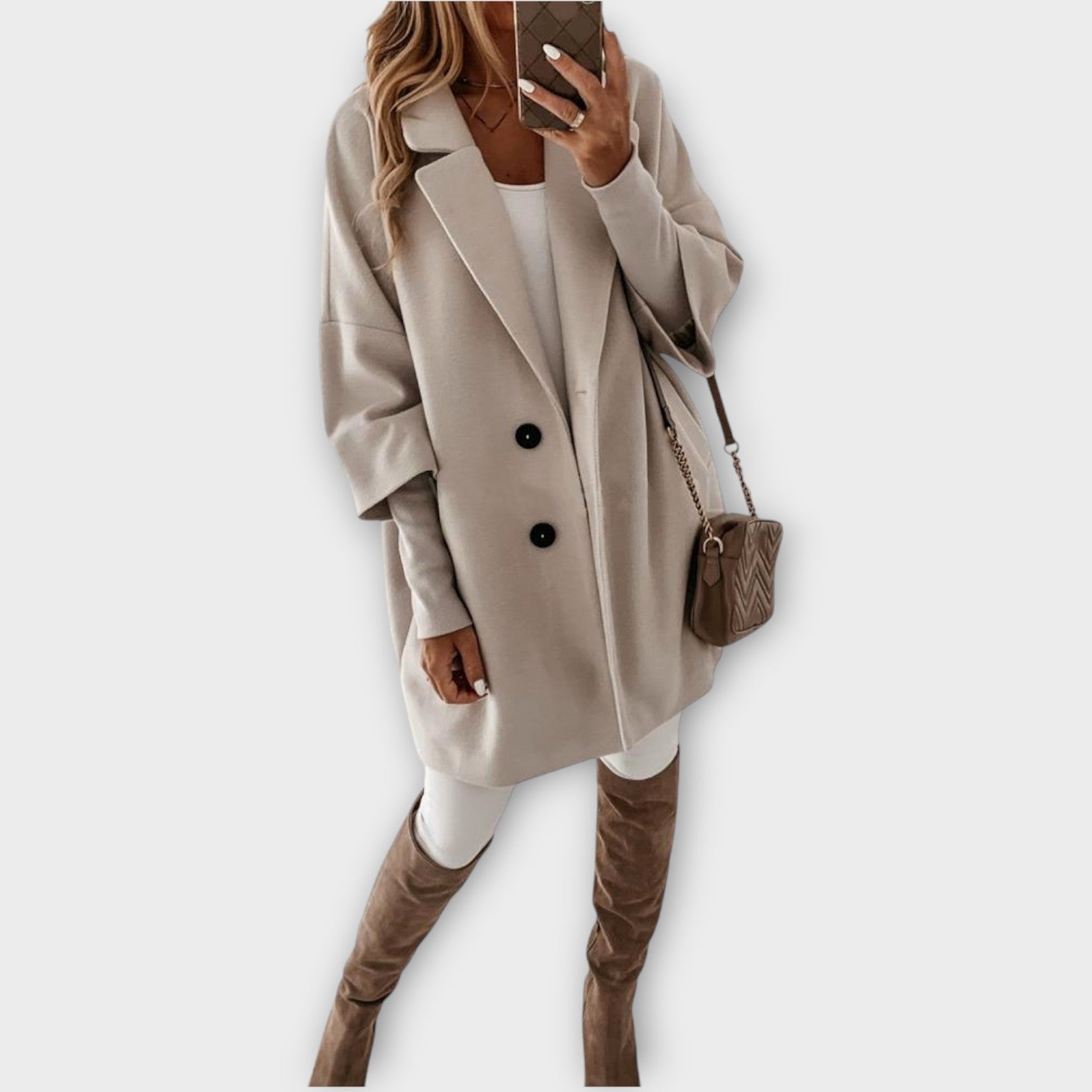 Elegant Minimalist Wool-Blend Coat