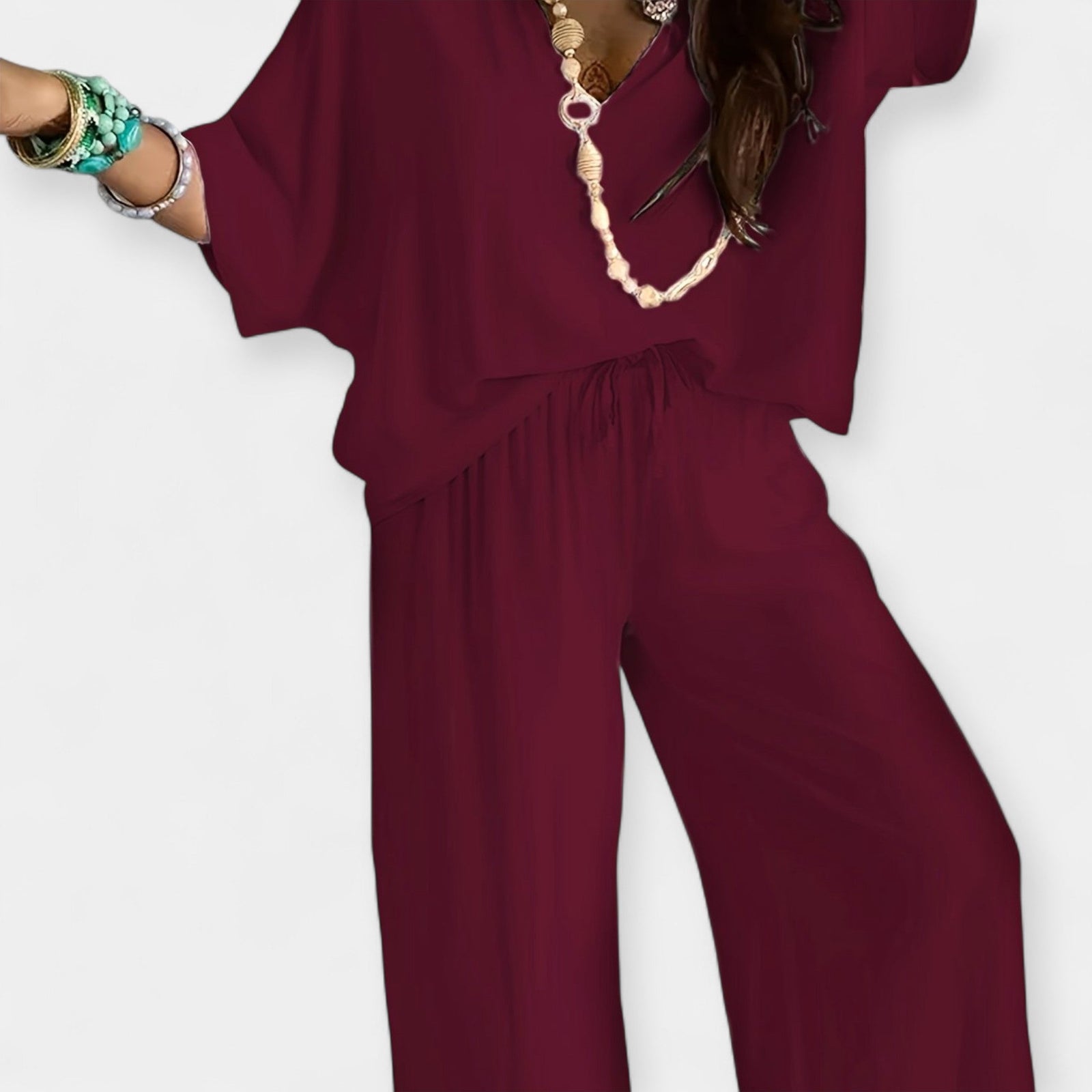 Airy Set with Wide Trousers and Loose Top