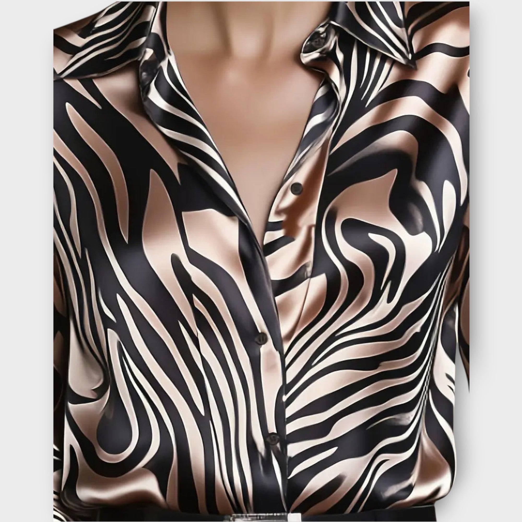 Luxe Satin Zebra Print Blouse