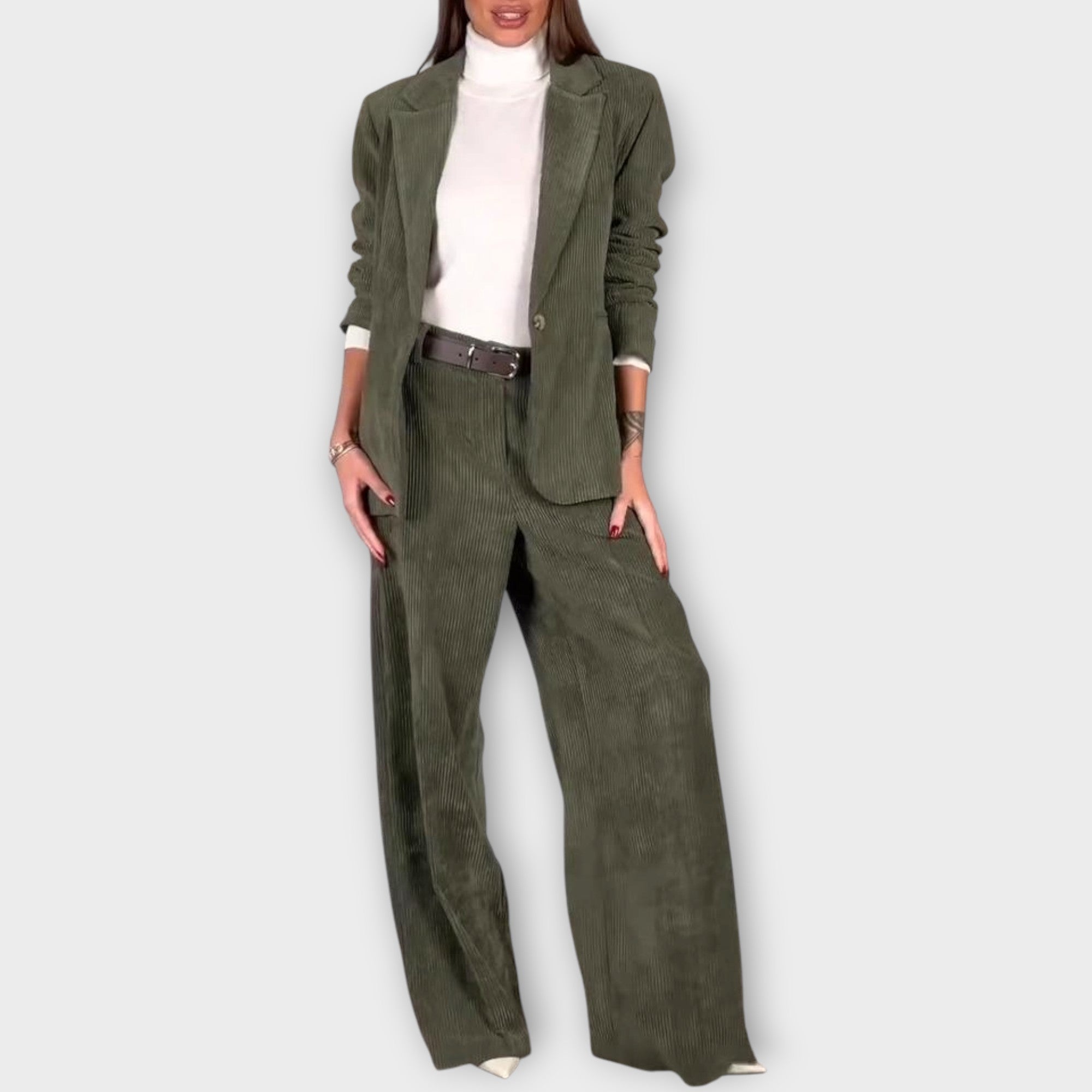 Tailored Ribbed Blazer Set