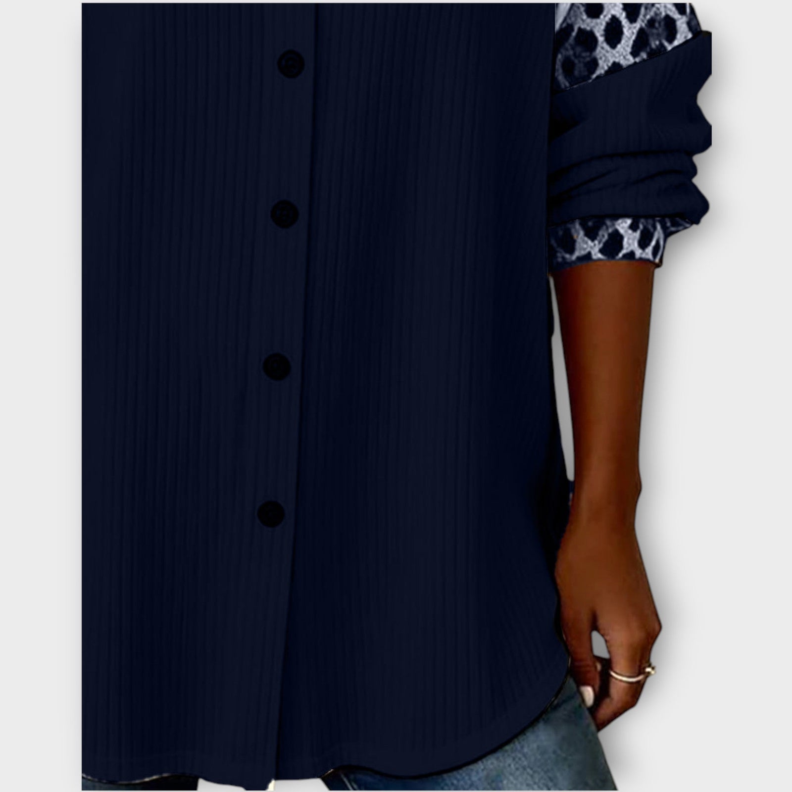 Leopard Patchwork Button-Down Top