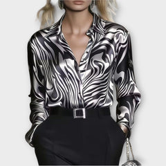 Luxe Satin Zebra Print Blouse