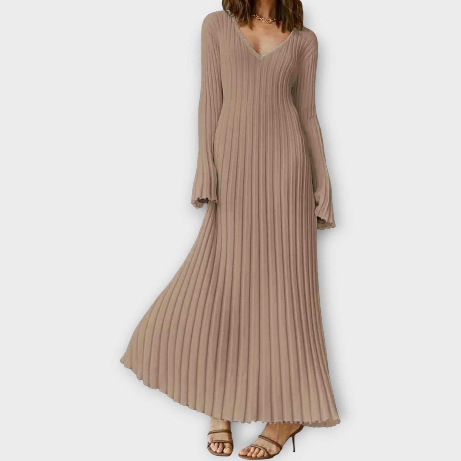 Ribbed Knit Flare Maxi Dress