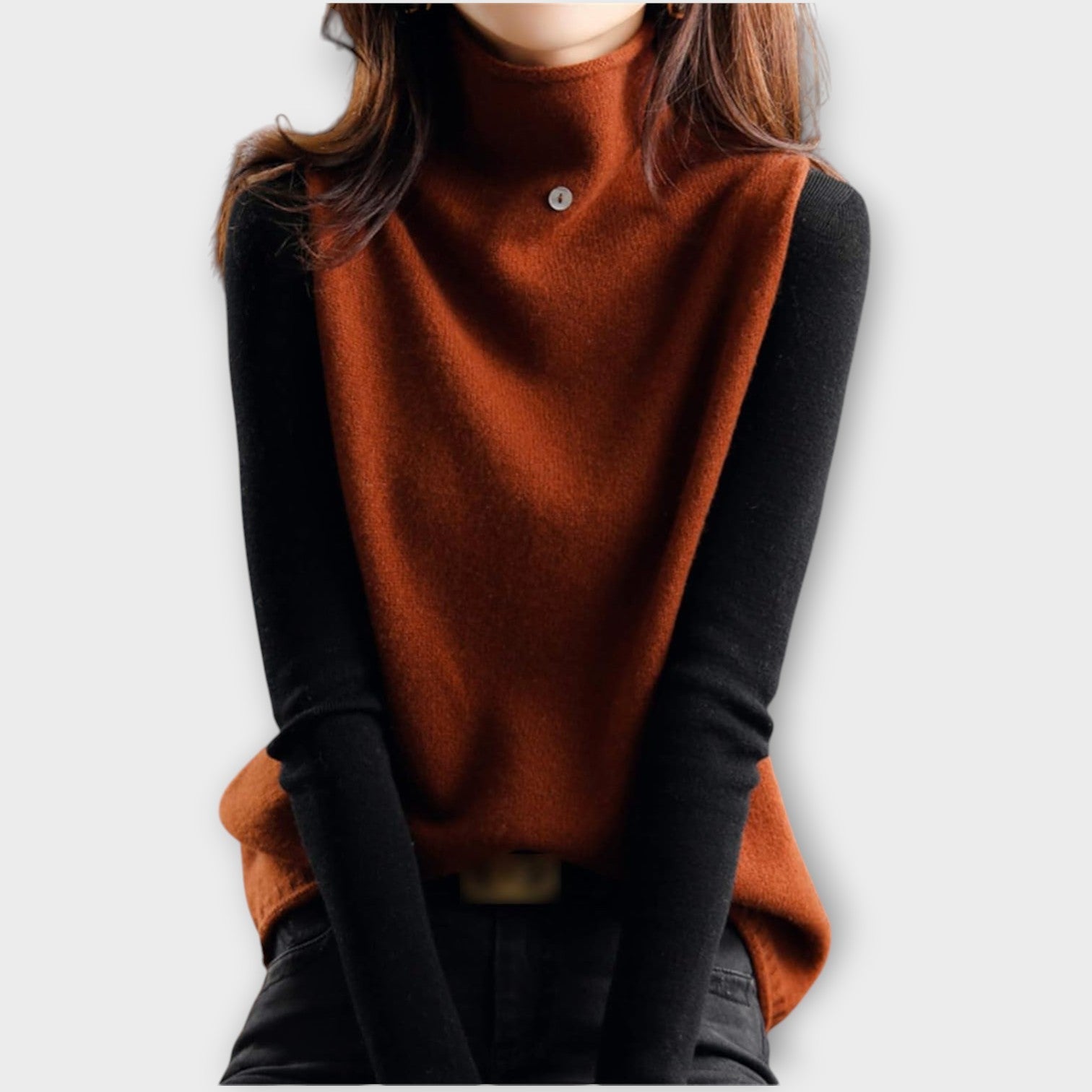 Elegant Contrast Knit Sweater