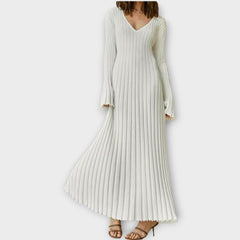 Ribbed Knit Flare Maxi Dress